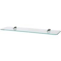 Harbour Housewares Rounded Floating Glass Shelf - 60cm - Bathroom Storage Display Unit in Silver