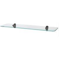Harbour Housewares Rounded Floating Glass Shelf - 60cm - Bathroom Storage Display Unit in Black