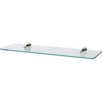 Harbour Housewares Rounded Floating Glass Shelf - 50cm - Bathroom Storage Display Unit in Silver