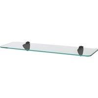 Harbour Housewares Rounded Floating Glass Shelf - 50cm - Bathroom Storage Display Unit in Black