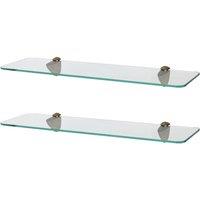Harbour Housewares 2x Rounded Floating Glass Shelves - 50cm Bathroom Storage Display Unit in Gold