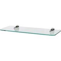 Harbour Housewares Rounded Floating Glass Shelf - 40cm - Bathroom Storage Display Unit in Silver