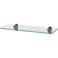 Harbour Housewares Rounded Floating Glass Shelf - 40cm - Bathroom Storage Display Unit in Black