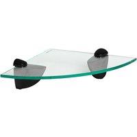 Harbour Housewares Floating Glass Corner Shelf - 20cm - Bathroom Storage Display Unit in Black