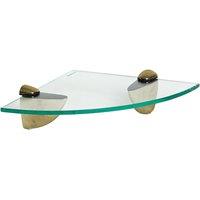 Harbour Housewares Floating Glass Corner Shelf - 20cm - Bathroom Storage Display Unit in Gold