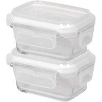 Harbour Housewares 150ml Glass Food Storage Containers - Airtight Meal Prep Tubs - 2 Pack in White