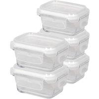 Harbour Housewares 150ml Glass Food Storage Containers - Airtight Meal Prep Tubs - 5 Pack in White