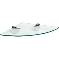 Harbour Housewares Floating Glass Corner Shelf - 30cm - Bathroom Storage Display Unit in Silver