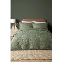 Serene 'Luana' Microfibre Pinsonic 3D Floral Design Duvet Cover Set in Dark Green | Size: King