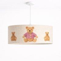 CGC Lighting Blake 45cm Large Oatmeal Linen Pink Teddy Bear Children's Lamp Shade in Natural