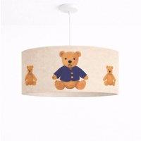 CGC Lighting Blake 45cm Large Oatmeal Linen Blue Teddy Bear Children's Lamp Shade in Natural