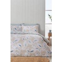 Catherine Lansfield 'Inga Leaf' Reversible Duvet Cover Set in Natural | Size: Double