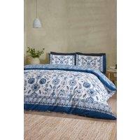 Catherine Lansfield 'Zoukara Floral' Reversible Duvet Cover Set in Blue | Size: Single