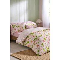 Catherine Lansfield 'Strawberry Frills' Gingham Reversible Duvet Cover Set in Pink | Size: King