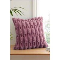 Bianca 'Carved Faux Fur' Cushion in Pink | Size: 50 cm x 50 cm