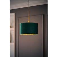 ValueLights Reni Green Velvet with Gold Inner Easy Fit Ceiling Lamp Shade & Bulb in Bottle Green | Size: Medium