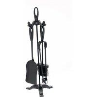 Oypla Fireplace 5 Piece Companion Set Poker Shovel in Black