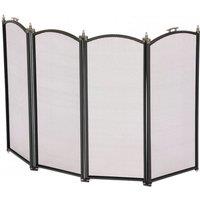 Oypla 4 Panel Fire Screen Spark Guard in Black
