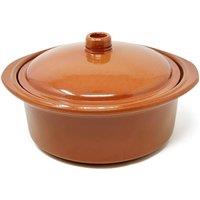 Verano Spanish Ceramics El Toro Glazed Terracotta Kitchen Dining Lidded Casserole Dish 2.5L in Brown
