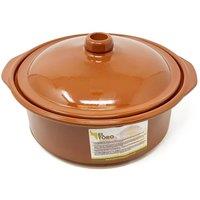 Verano Spanish Ceramics El Toro Glazed Terracotta Kitchen Dining Lidded Casserole Dish 4.5L in Brown