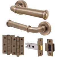 AFIT Antique Brass Door Handle Latch Set Handle with Latch Hinges 1 Pack in Bronze | Size: 150mm x 150mm