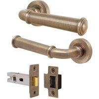 AFIT Antique Brass Door Handle Latch Set Internal Door Handle Latch 1 Pack in Bronze | Size: 150mm x 150mm