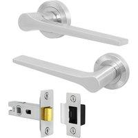 AFIT Satin Door Handle Latch Set Satin Nickel Internal Door Handle + Latch in Silver | Size: 150mm x 150mm