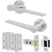 AFIT Satin Door Handle Latch Set Satin Nickel Door Handle, Latch Hinges in Silver | Size: 150mm x 150mm