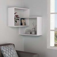 Decortie Ring' Corner Wall Mounted Bookcase Display Unit 60cm in White | Size: 1 Pack