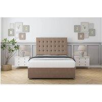 Comfort Beds Savannah Plush Divan Base No Drawers - 26" Headboard in Taupe | Size: Single