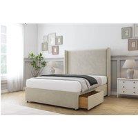 Comfort Beds Madrid Plush Divan Base 2 Drawers - 54 Wingback in Cream | Size: Super King