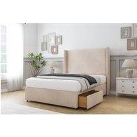 Comfort Beds Madrid Naples Divan Base 2 Drawers - 54 Wingback in Light Sand | Size: Small Double