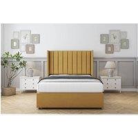 Comfort Beds Palermo Plush Divan Base No Drawers - 54 Wingback in Mustard | Size: Super King