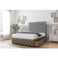 Comfort Beds Florida Tweed Divan Base 2 Drawers Roght Side - 26 Headboard-12 Footboard in Light Grey | Size: Small Single