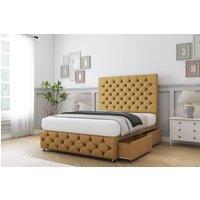 Comfort Beds Florida Plush Divan Base 2 Drawers - 54" Headboard-Footboard in Mustard | Size: Double