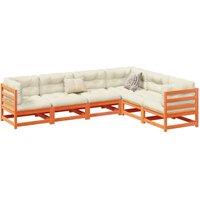 Berkfield Home 6 Piece Garden Sofa Set Wax Brown Solid Wood Pine