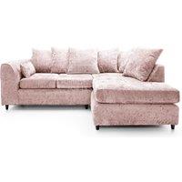 Furnishings For Less UK Monaco Chenille Fabric 3 to 4 Seater L Shaped Corner Sofa Right Hand Facing in Pink