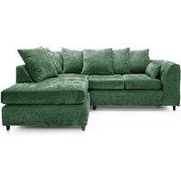 Furnishings For Less UK Monaco Chenille Fabric 3 to 4 Seater L Shaped Corner Sofa Left Hand Facing in Green