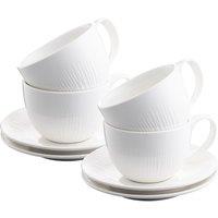 Belleek Living Erne Cappuccino Cup & Saucer Set of 4 in White