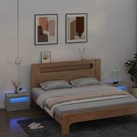 Berkfield Home Bedside Cabinets 2 pcs with LEDs Concrete Grey 60x35x40 cm | Size: 60 x 35 x 40 cm