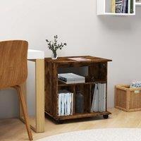 Berkfield Home Rolling Cabinet Smoked Oak 60x45x60 cm Engineered Wood in Brown | Size: 60 x 45 x 60 cm