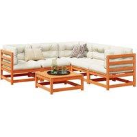 Berkfield Home 6 Piece Garden Sofa Set Wax Brown Solid Wood Pine