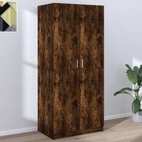 Berkfield Home Wardrobe Smoked Oak 80x50x180 cm Engineered Wood in Brown | Size: 80 x 50 x 180 cm