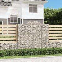 Berkfield Home Arched Gabion Baskets 3 pcs 200x50x180/200 cm Galvanised Iron in Silver