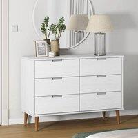 Berkfield Home Drawer Cabinet MOLDE White 113x40x80 cm Solid Wood Pine | Size: 113 x 40 x 80 cm