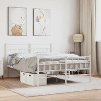 Berkfield Home Metal Bed Frame with Headboard & Footboard White 135x190 cm Double