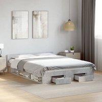 Berkfield Home Bed Frame with Drawers without Mattress Concrete Grey 135x190 cm Double