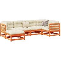 Berkfield Home 6 Piece Garden Sofa Set Wax Brown Solid Wood Pine