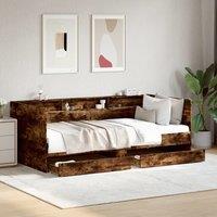 Berkfield Home Daybed with Drawers without Mattress Smoked Oak 90x200 cm in Brown