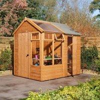 Rowlinsons 8 x 6 Growhouse with Store - Timber - L248 x W197.5 x H246.5 cm in Brown
